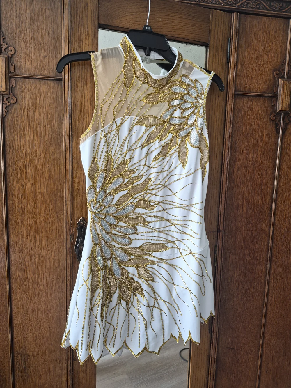White and Gold Embellished Sleeveless Dress - Picture 1 of 4
